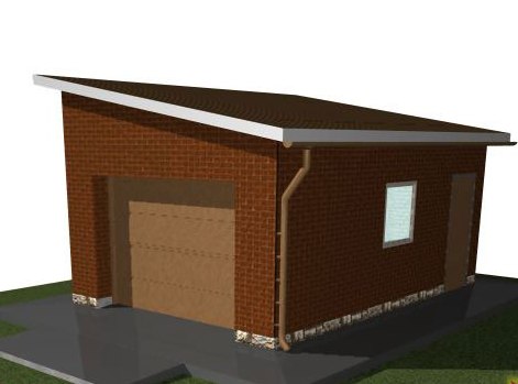 Проект кирпичного гаража с односкатной крышей